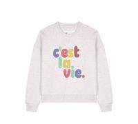 Watapparel Sweat-shirt 'C'est la vie ' gris chiné / mélange de couleurs, Taille XXL