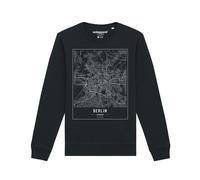 Watapparel Sweat-shirt ' City maps Berlin Landkarte ' noir / blanc chiné, Taille XS