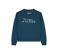 Watapparel Sweat-shirt 'Das Leben ist kein Ponyhof ' pétrole / blanc, Taille L
