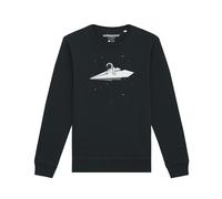Watapparel Sweat-shirt ' Fly me to the moon ' noir / blanc chiné, Taille XXL