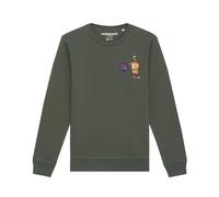 Watapparel Sweat-shirt 'Funny Cat' kaki / mélange de couleurs, Taille L