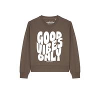 Watapparel Sweat-shirt 'Good vibes only ' marron / blanc, Taille L