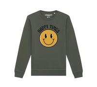 Watapparel Sweat-shirt ' Happy times smiley emoji ' jaune / vert / noir / blanc, Taille M
