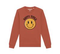 Watapparel Sweat-shirt ' Happy times smiley emoji ' noisette / jaune / noir / blanc, Taille XS