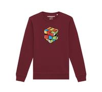Watapparel Sweat-shirt 'Pixel Zauberwürfel' mélange de couleurs / bourgogne, Taille 4XL