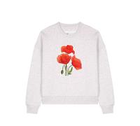 Watapparel Sweat-shirt 'Poppy Flowers ' gris chiné / vert / rouge feu, Taille M