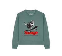 Watapparel Sweat-shirt 'Savage Cat ' vert / rouge feu / noir, Taille L