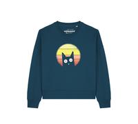 Watapparel Sweat-shirt ' Sunset Cat ' pétrole / mélange de couleurs, Taille XL