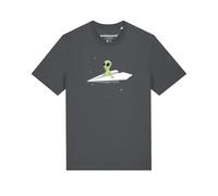 Watapparel T-Shirt 'Alien on a paper plane' anthracite / mélange de couleurs, Taille XS