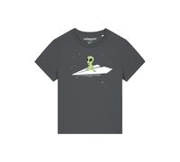Watapparel T-shirt ' Alien on a paper plane ' anthracite / vert / blanc, Taille S