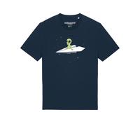 Watapparel T-Shirt ' Alien on a paper plane ' bleu foncé / mélange de couleurs, Taille S