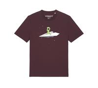 Watapparel T-Shirt ' Alien on a paper plane ' mélange de couleurs / rouge foncé, Taille XL