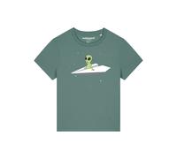 Watapparel T-shirt ' Alien on a paper plane ' vert / mélange de couleurs, Taille S