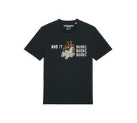 Watapparel T-Shirt 'And It Burns' cognac / noir / blanc cassé, Taille XS