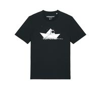 Watapparel T-Shirt 'Astronaut in paper boat' noir / blanc, Taille XL