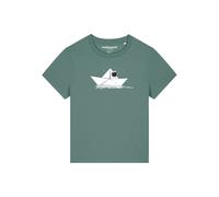Watapparel T-shirt ' Astronaut in paper boat ' vert / noir / blanc, Taille S