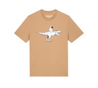 Watapparel T-Shirt ' Astronaut on T-Rex ' beige / noir / blanc, Taille M