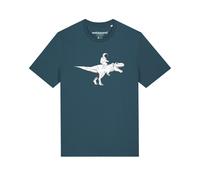 Watapparel T-Shirt 'Astronaut on T-Rex' pétrole / blanc, Taille XXL