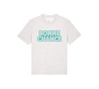 Watapparel T-Shirt 'Bonne Chance' turquoise / gris chiné, Taille L