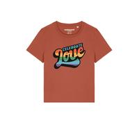 Watapparel T-shirt 'Celebrate Love' bleu clair / rouille / vert / orange, Taille XS