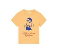 Watapparel T-shirt 'Coffee Is A Good Idea' saphir / jaune d'or / rouge orangé, Taille M