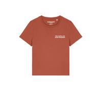 Watapparel T-shirt 'Das Leben Ist Kein Ponyhof' rouge rouille / blanc, Taille L