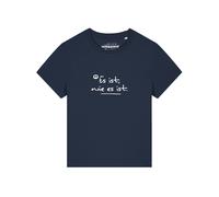 Watapparel T-shirt 'Es Ist Wie Es Ist' bleu marine / blanc, Taille XS