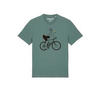Watapparel T-Shirt 'Fahrrad und Pizza' jaune / émeraude / rouge / noir, Taille M