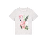 Watapparel T-shirt 'Flamingo mit Blumen' gris clair / gris chiné / mélange de couleurs, Taille XL