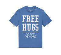 Watapparel T-Shirt 'Free hugs to save the world' bleu clair / blanc, Taille S