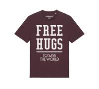 Watapparel T-Shirt ' Free hugs to save the world ' rouge foncé / blanc, Taille XXXL