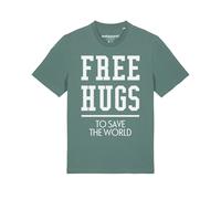 Watapparel T-Shirt 'Free hugs to save the world' vert / blanc, Taille L