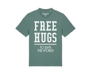 Watapparel T-Shirt 'Free hugs to save the world' vert / blanc, Taille XXL