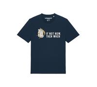 Watapparel T-Shirt 'If Not Now Then When' bleu marine / curry / blanc naturel, Taille XL