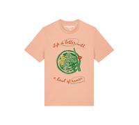 Watapparel T-Shirt 'Life Is Better With Ramen' jaune / vert / orange / abricot, Taille S