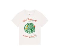 Watapparel T-shirt 'Life is better with ramen' vert gazon / rouge / blanc cassé, Taille S