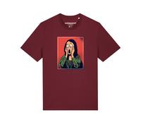 Watapparel T-Shirt 'Mona Lisa Scream' vert / bordeaux / noir, Taille XS