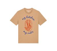 Watapparel T-Shirt 'My Kitchen My Rules' beige clair / bleu / orange, Taille S