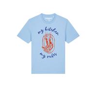 Watapparel T-Shirt 'My kitchen my rules' bleu / bleu clair / rouge, Taille L