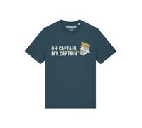 Watapparel T-Shirt 'Oh Captain My Captain' marron / olive / pétrole / blanc, Taille L