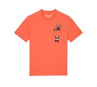 Watapparel T-Shirt 'Pocket Pandas' marron / orange / noir / blanc, Taille M