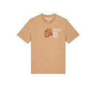 Watapparel T-Shirt 'Roses Are Red' camel / vert foncé / homard / blanc, Taille 4XL