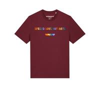Watapparel T-Shirt 'Spread Love not Hate' mélange de couleurs / bordeaux, Taille S