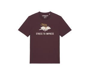 Watapparel T-Shirt 'Stress to impress' camel / greige / lie de vin, Taille S