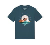 Watapparel T-Shirt 'Sunrise & Lake' beige / gris / pétrole / blanc, Taille XS