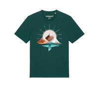 Watapparel T-Shirt 'Sunrise & Lake' vert foncé / mélange de couleurs, Taille XS