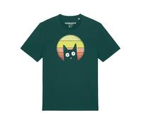 Watapparel T-Shirt 'Sunset Cat' jaune / vert foncé / rouge / blanc, Taille M