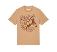 Watapparel T-Shirt 'Surfing for life' camel / jaune foncé / noir, Taille L