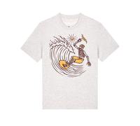 Watapparel T-Shirt ' Surfing for life ' jaune / gris chiné / noir, Taille XS