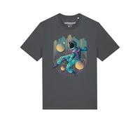 Watapparel T-Shirt 'Techno Astronaut' anthracite / vert / violet, Taille XS